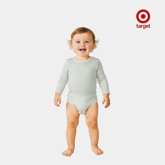 Baby Organic Cotton Bodysuit – White & Gray Stripes