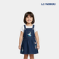 Girls Cotton Dungaree Dress - Denim Dark Blue
