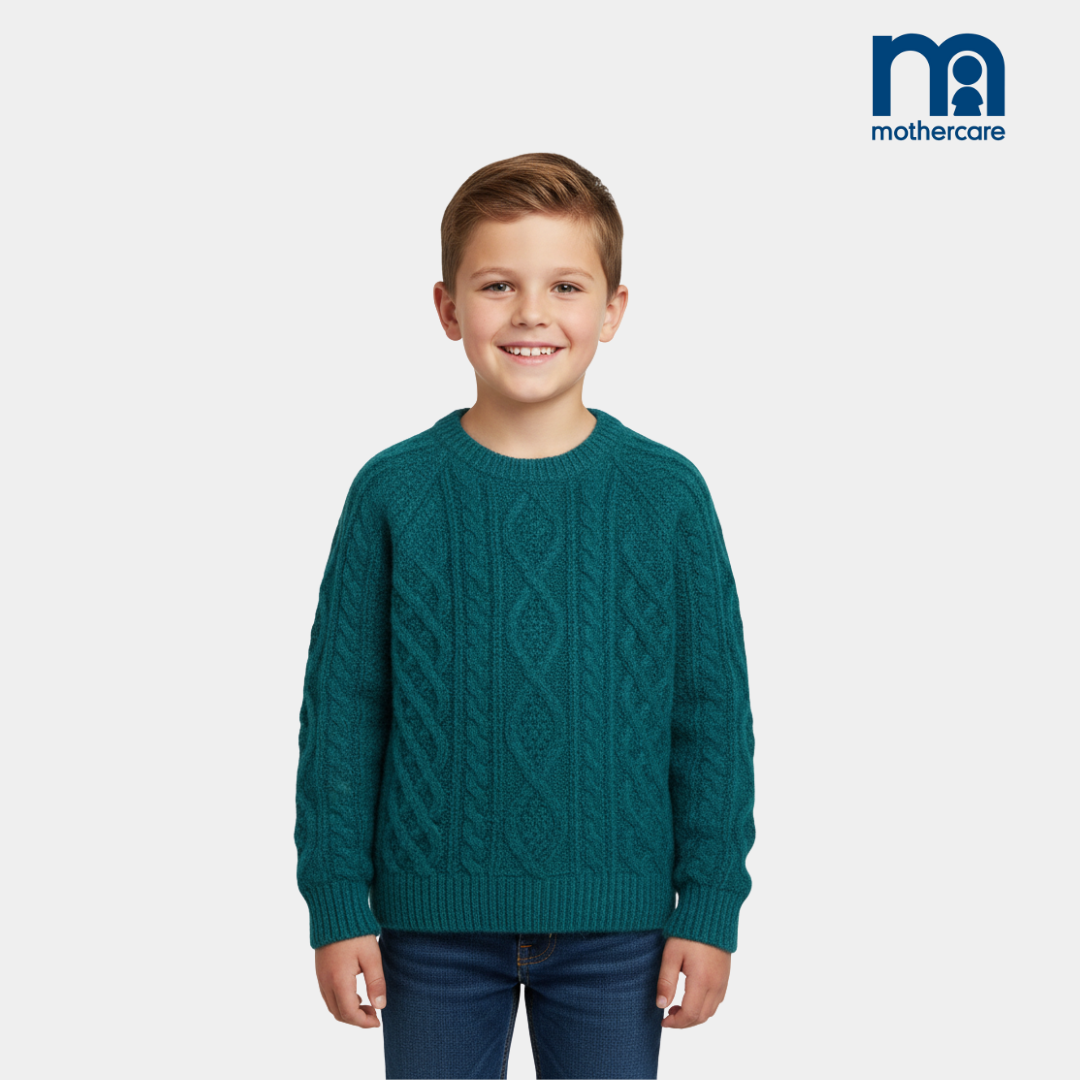 Teal Knitted Sweater for Boys