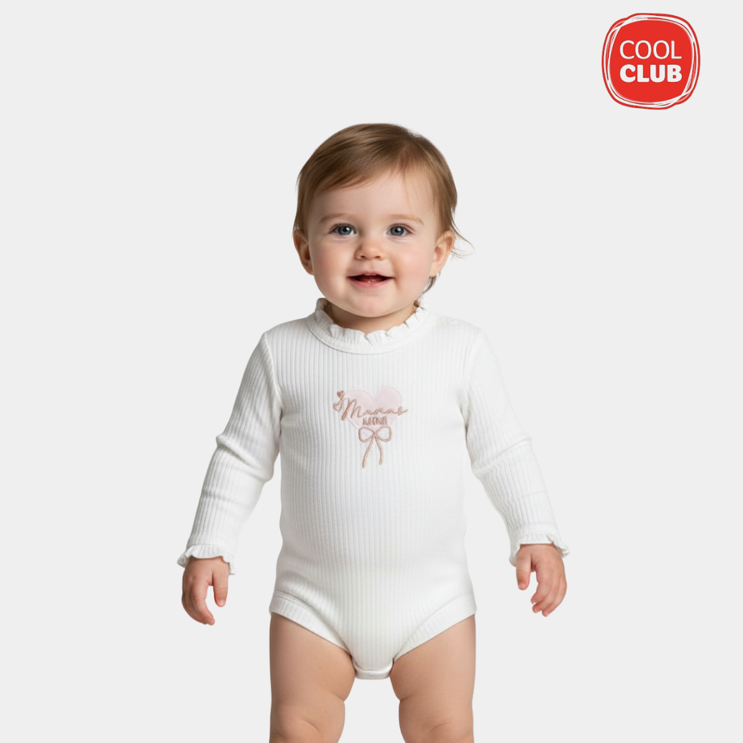 Baby Girls’ Organic Cotton Bodysuit – “Mama’s Mini” Embroidery
