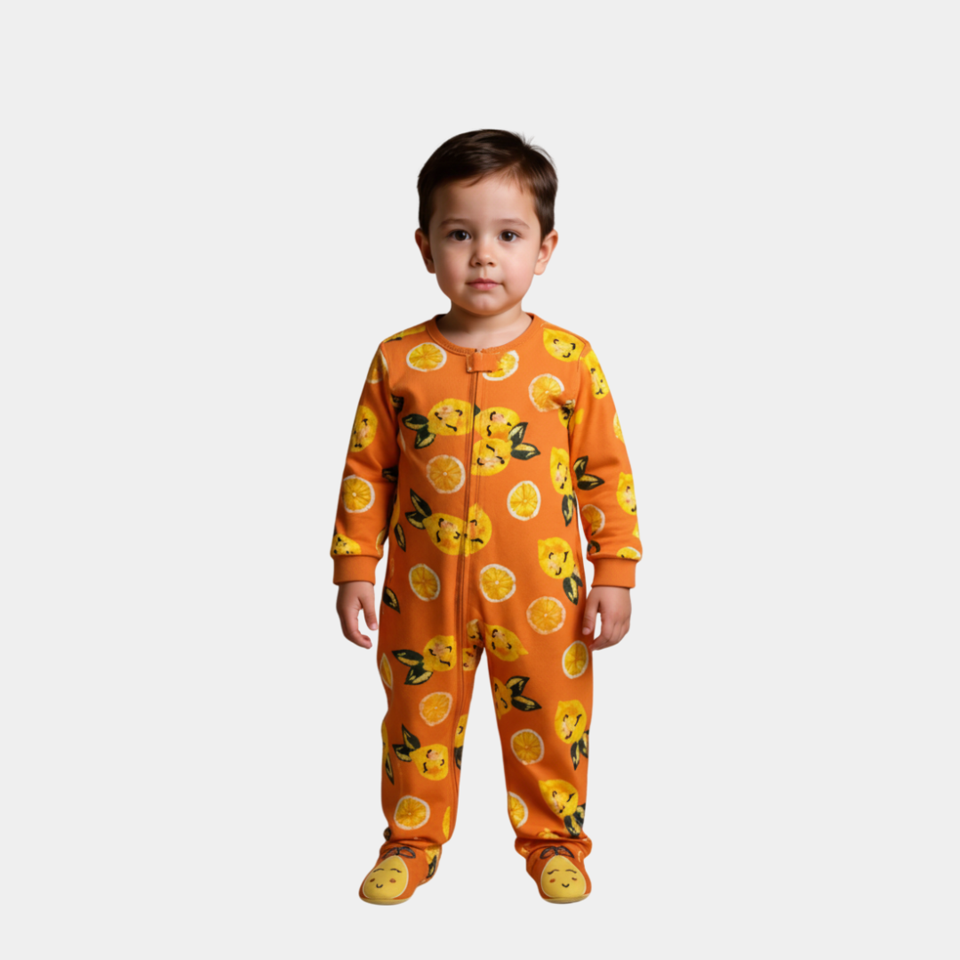 Baby Girl Snug Fit Sleepsuit – Orange Print