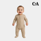 Baby Sleepsuit – Beige with Printed Motif