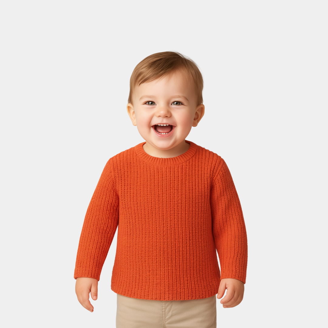 Boys Cozy Knit Sweater - Vibrant Orange