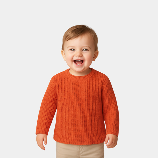 Boys Cozy Knit Sweater - Vibrant Orange