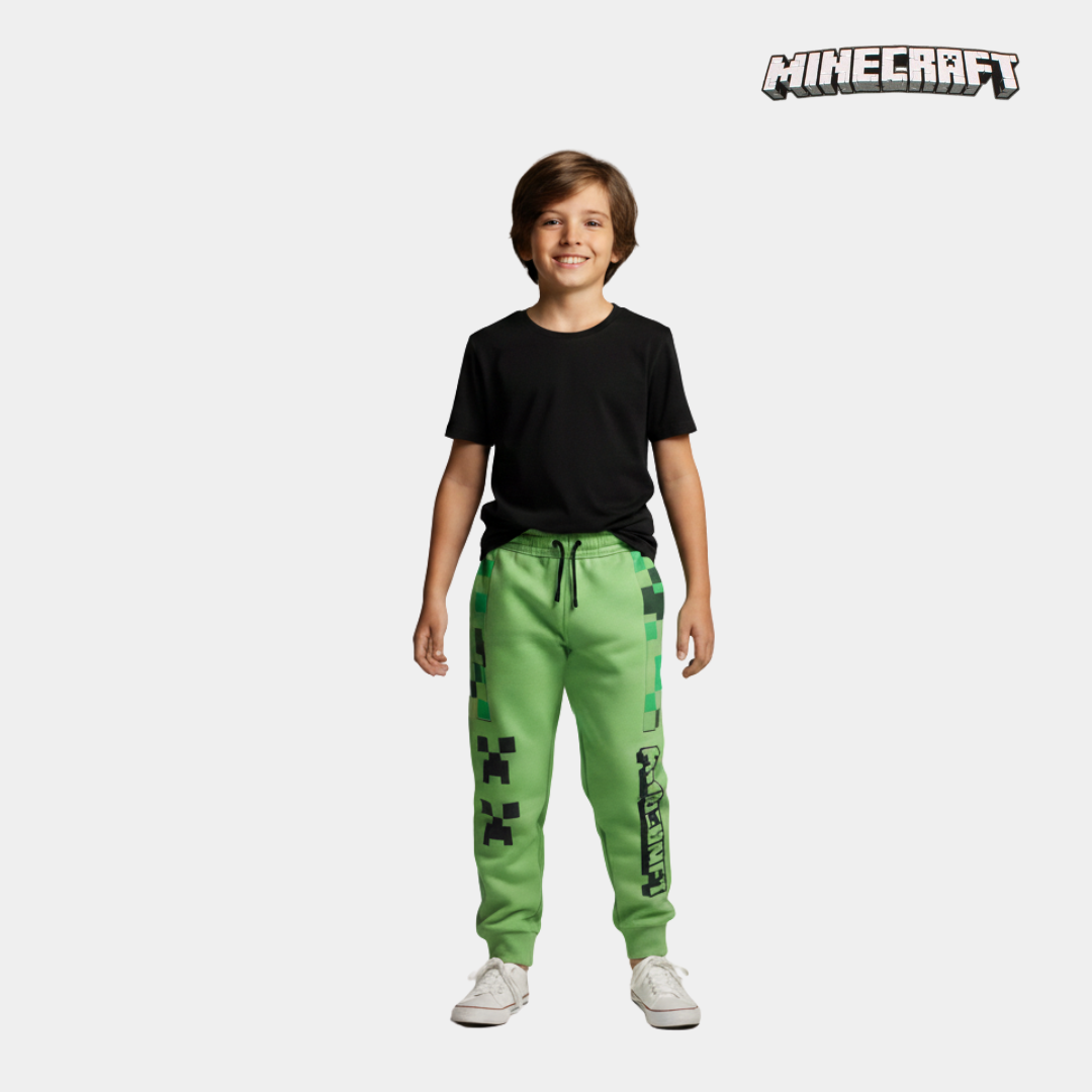 Kids Green Creeper Joggers – Minecraft Inspired Sweatpants for boys
