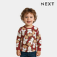 Boys Long Sleeve Christmas Top – Red with Reindeer Appliqué