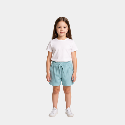 Girls Cotton Shorts – Sea Green
