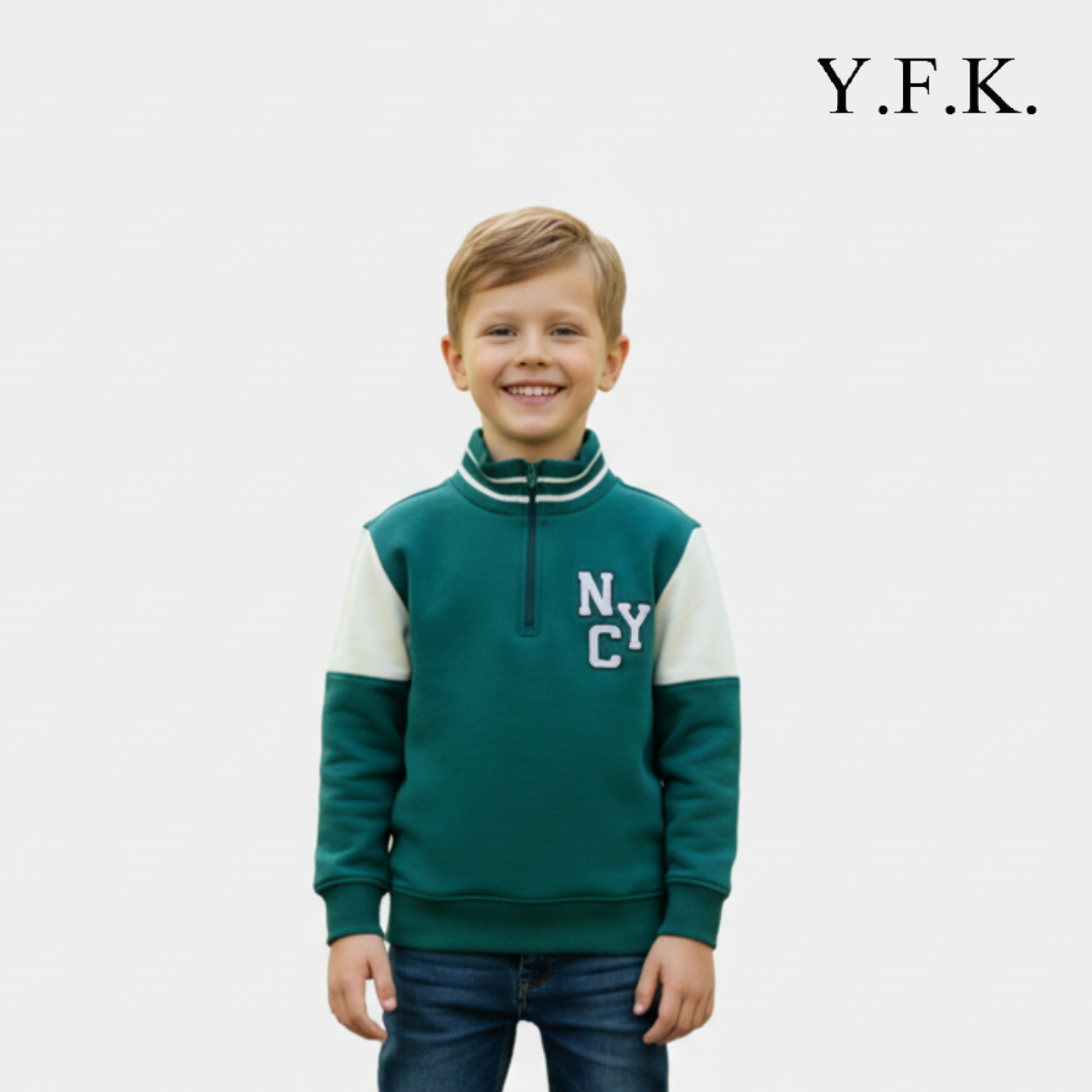 Boys Green NYC Quarter-Zip Sweatshirt