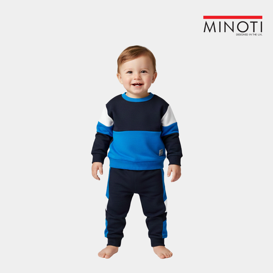 Boys Navy & Blue Color Block Tracksuit