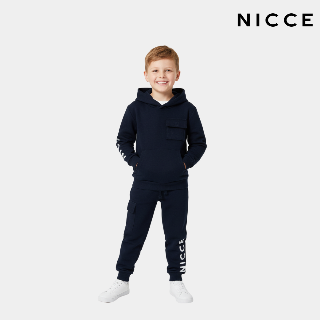 Boys Navy Hoodie & Jogger Tracksuit Set (2-Piece)