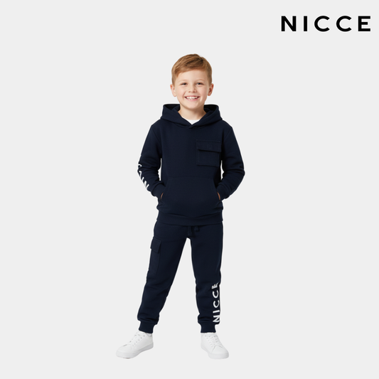 Boys Navy Hoodie & Jogger Tracksuit Set (2-Piece)