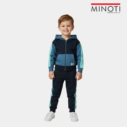 Boys Full-Zip Colorblock Tracksuit – Navy & Blue