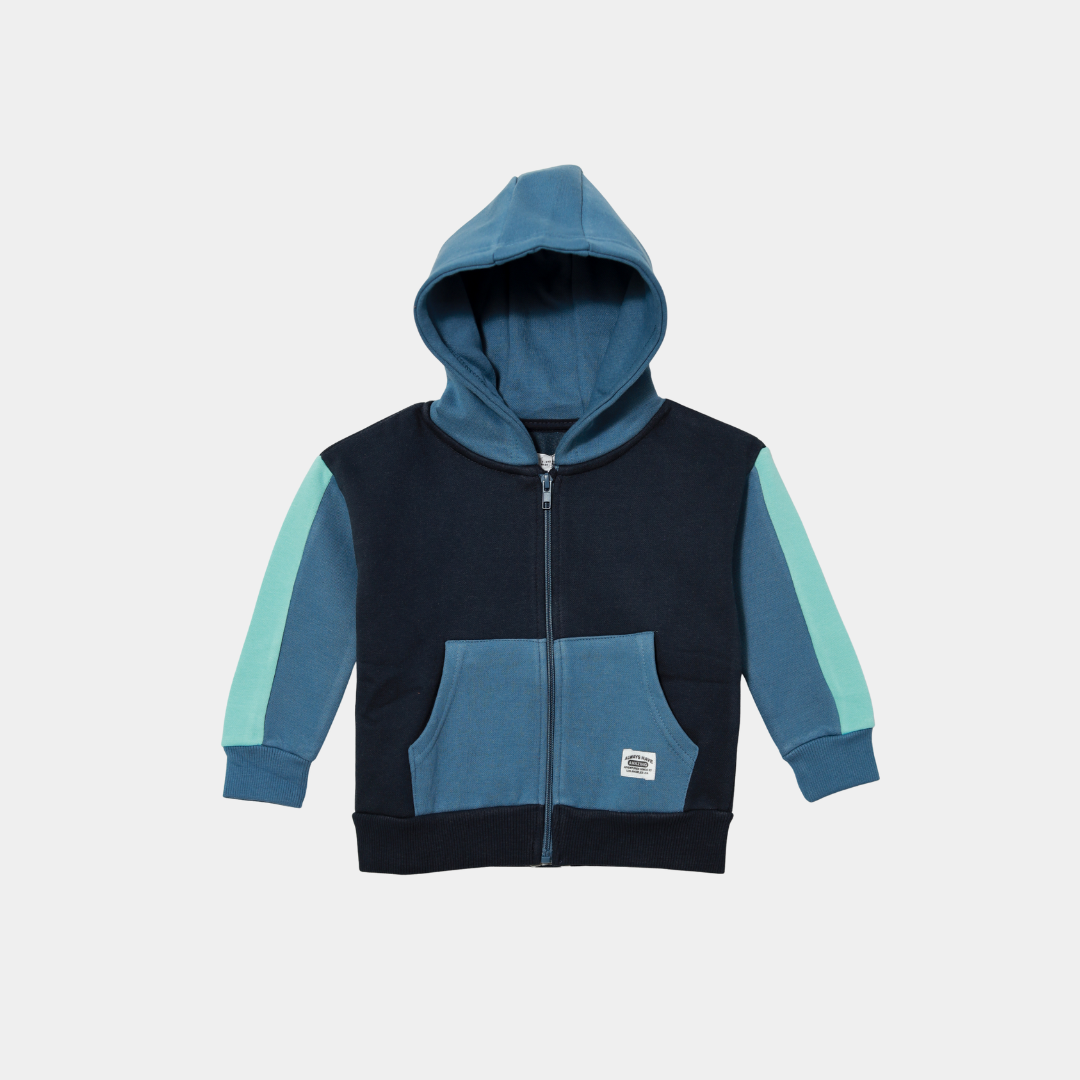 Boys Full-Zip Colorblock Tracksuit – Navy & Blue