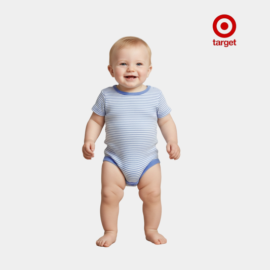 Baby Organic Cotton Bodysuit – Blue & White Stripes