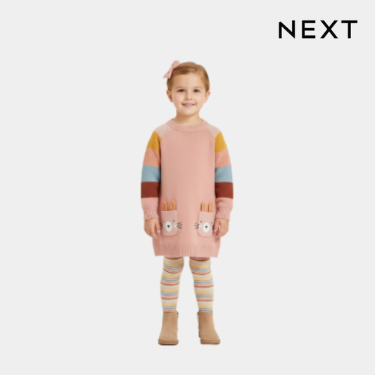 Toddler Girls Jumper Dress Pink - With Legings ( Restocked )