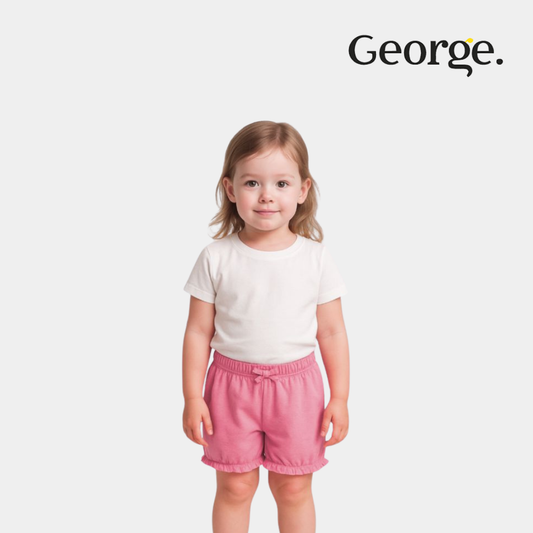 Baby Girls Cotton Bubble Shorts - Neon Pink Color