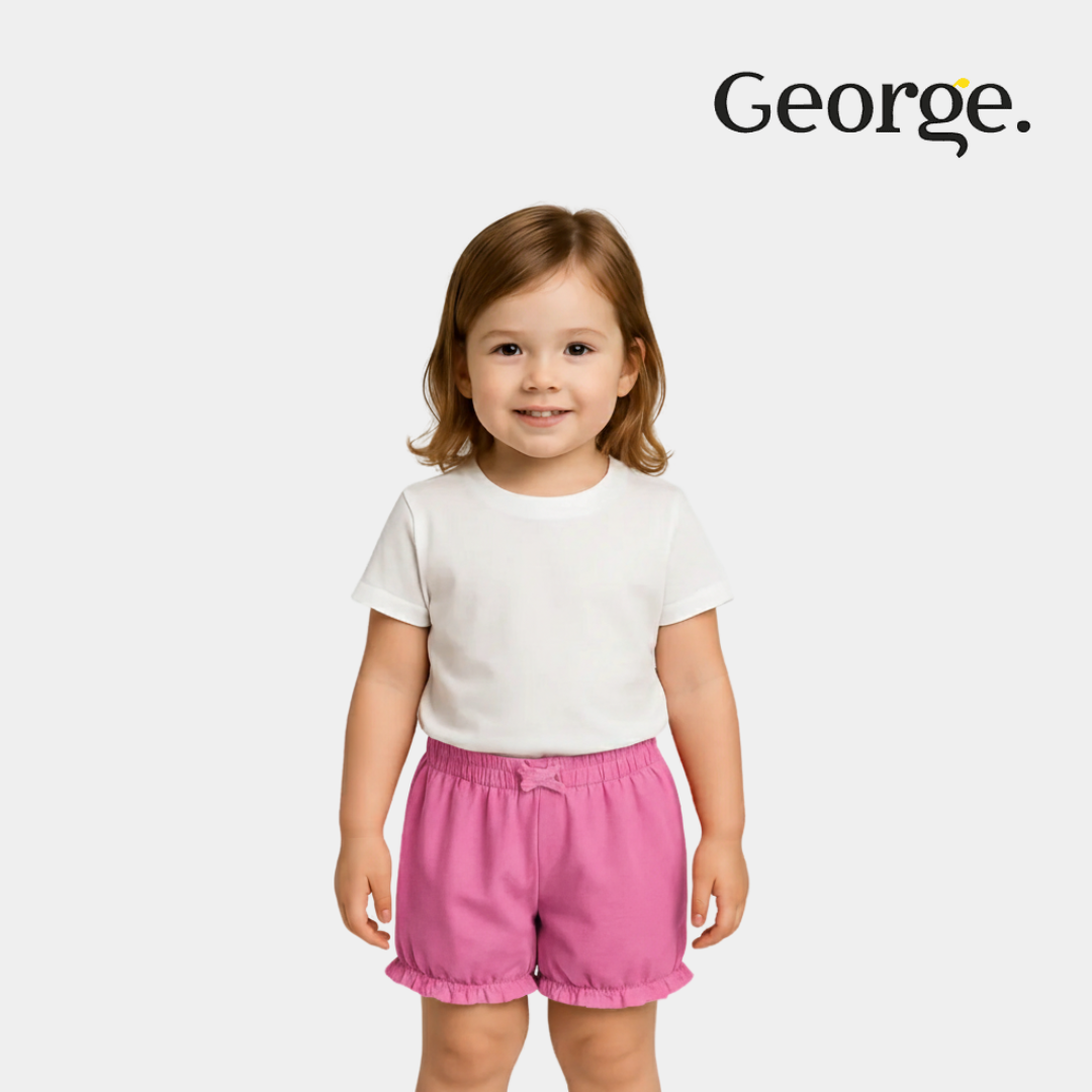 Baby Girls Organic Cotton  Shorts - Coral Pink Color