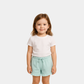 Baby Girls Linen-Look Cotton Shorts - Sea Green Color
