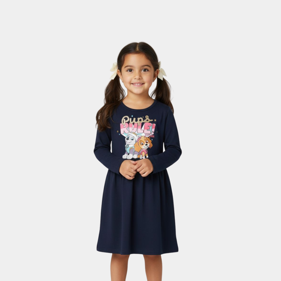 Girls Long Sleeve Dress – Paw Patrol Print