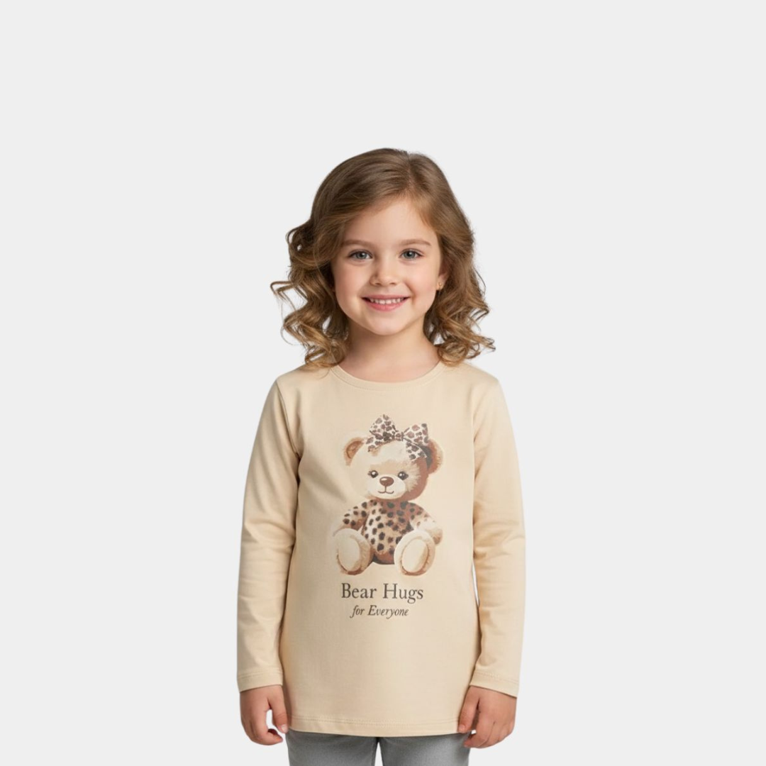 Girl Long Sleeve Tee – Teddy Bear Print