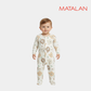 Baby Unisex Sleepsuit – White with Brown Bear Print