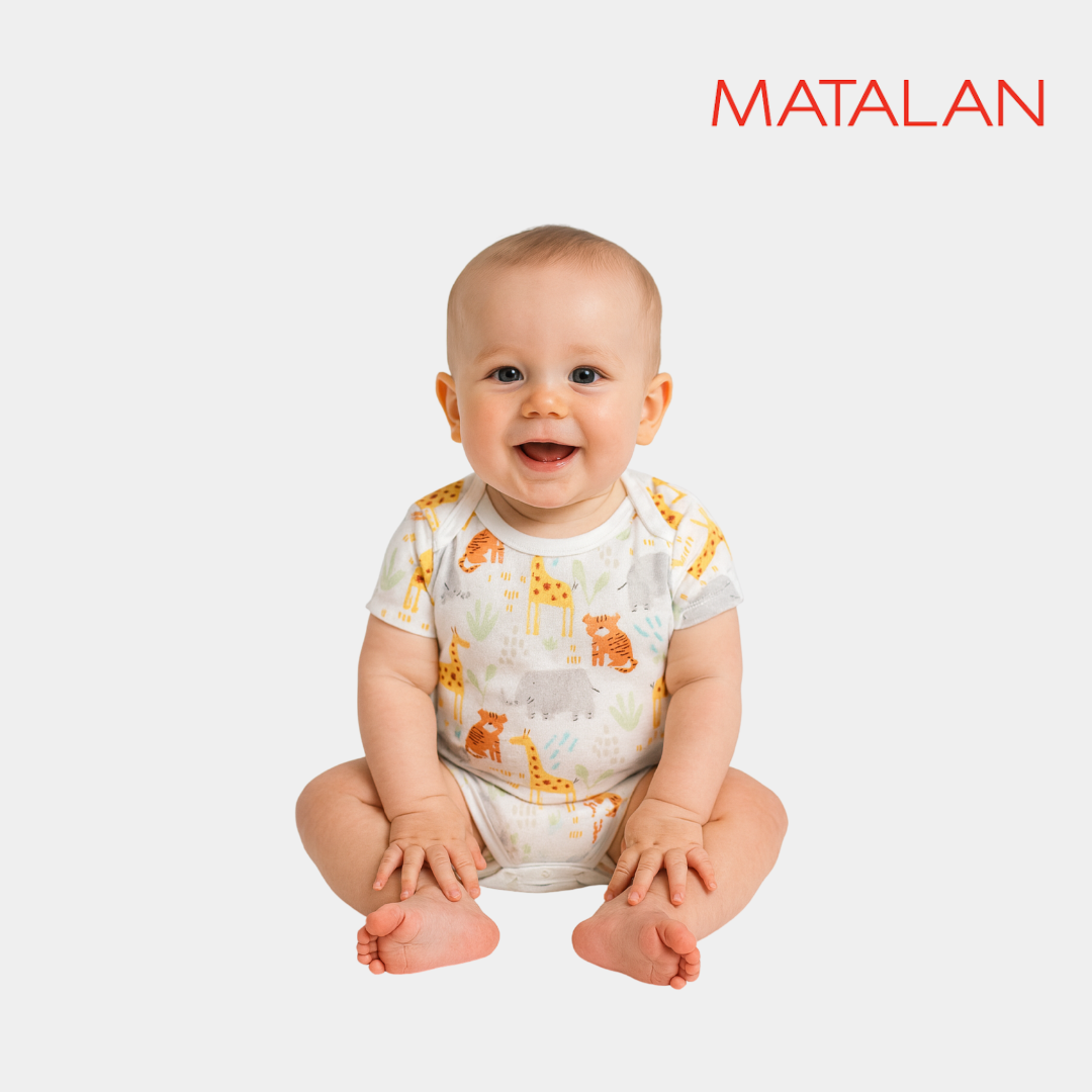 Baby Boys’ Organic Cotton Romper – Animal Print