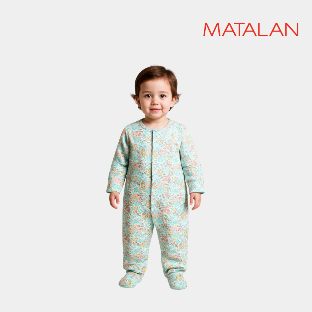 Baby Unisex Sleepsuit – Sea Green Floral Print