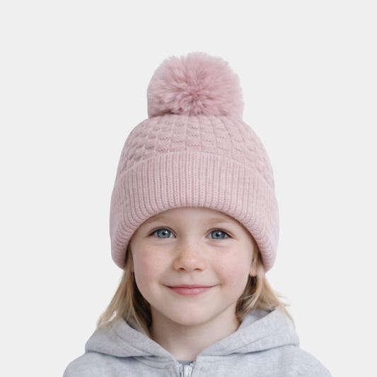 Pink Woolen Cap with Cloth-Like Inner Material