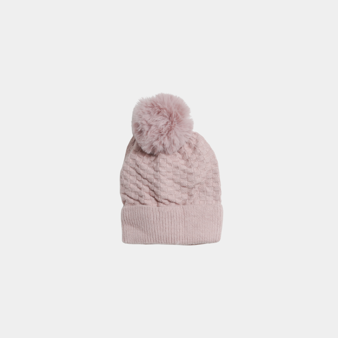 Pink Woolen Cap with Cloth-Like Inner Material