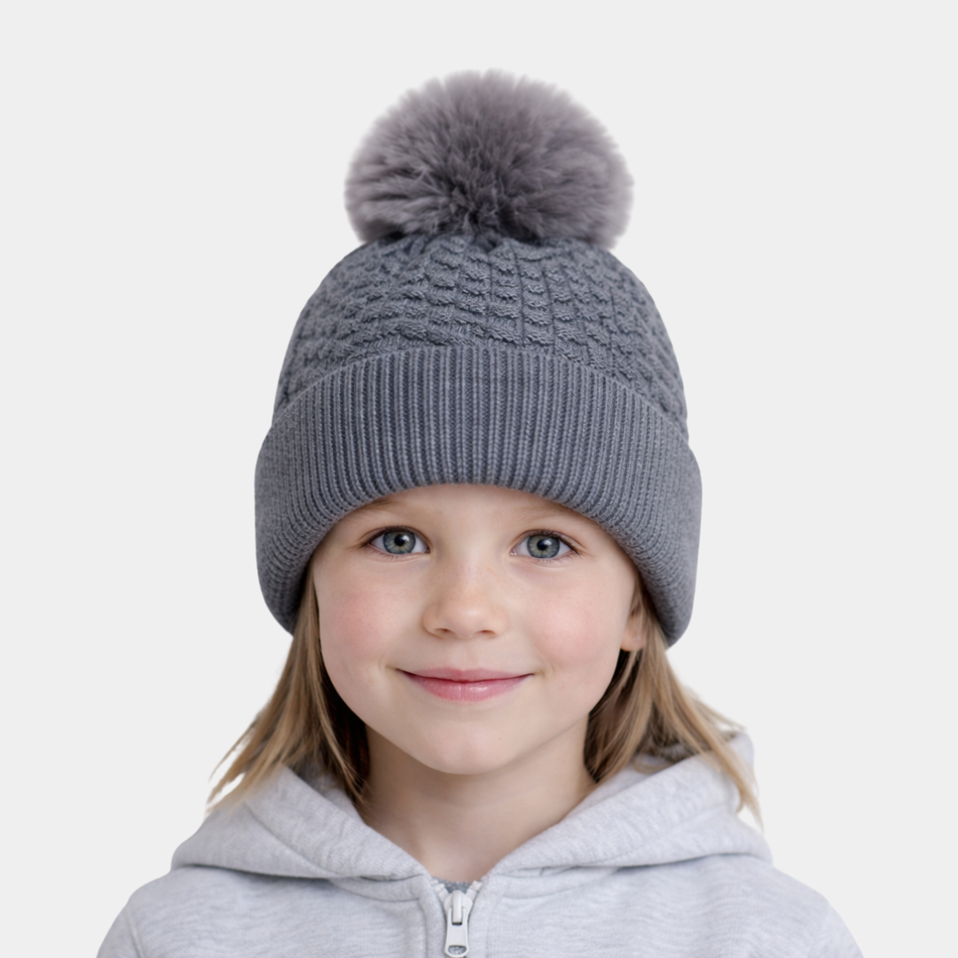 Grey Woolen Cap with Cloth-Like Inner Material