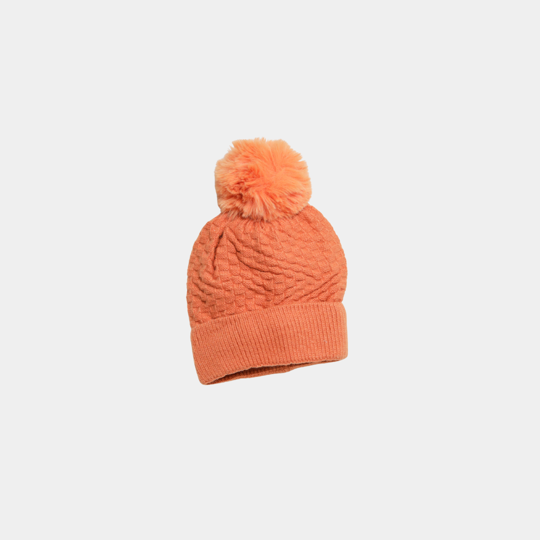 Orange Woolen Cap with Cloth-Like Inner Material