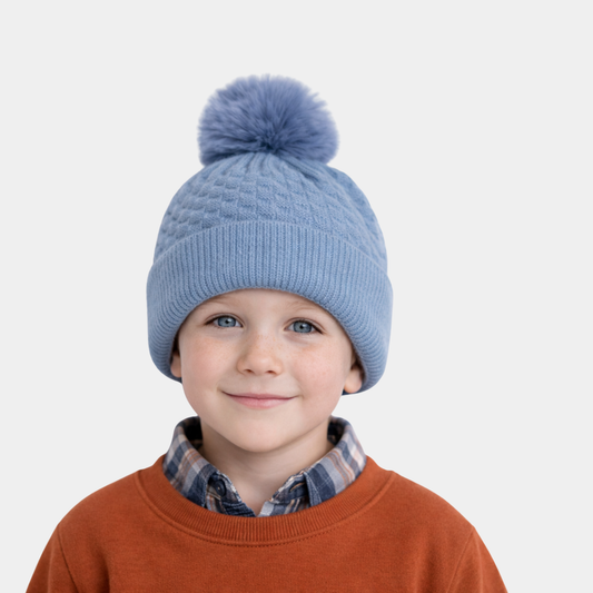 Blue Woolen Cap with Cloth-Like Inner Material