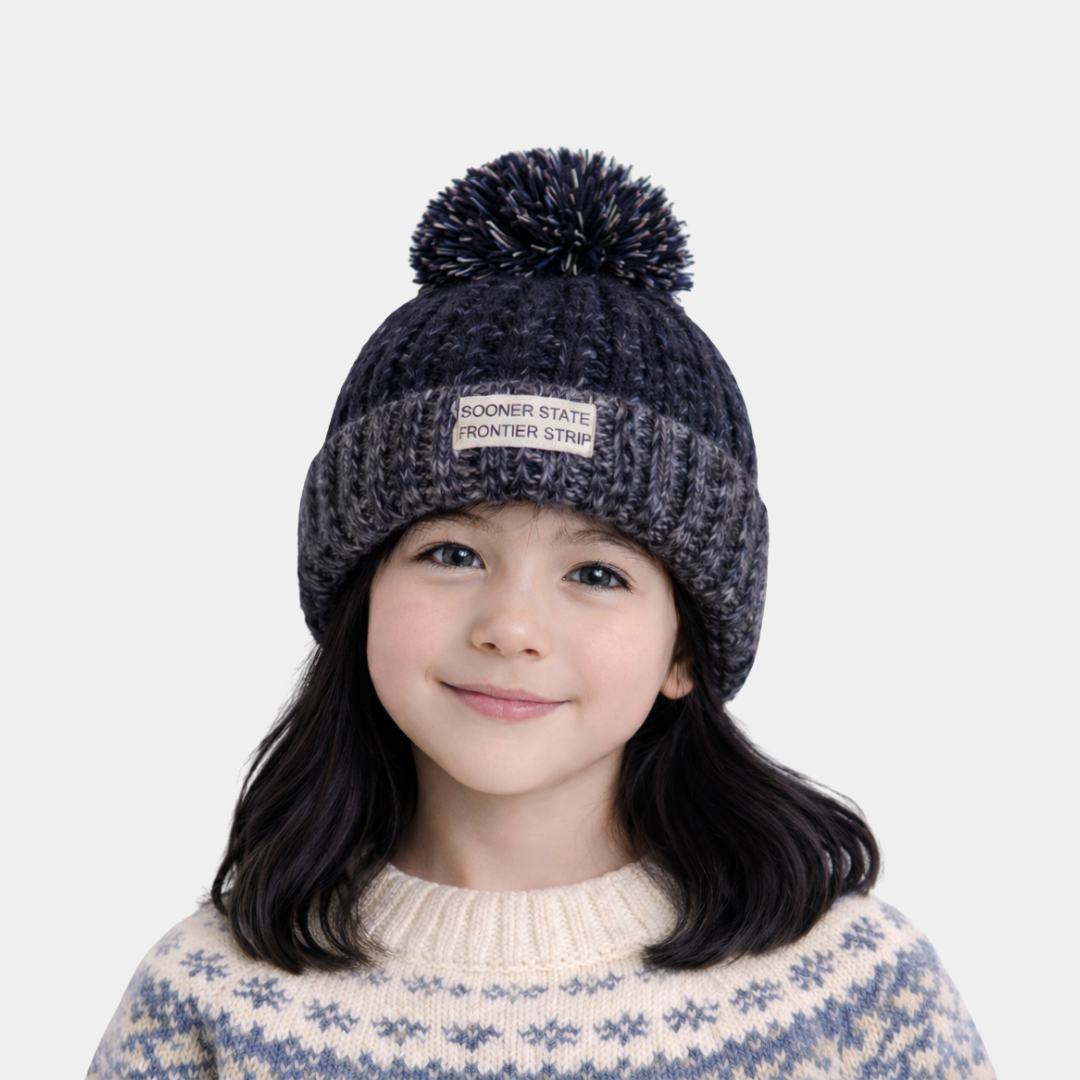 Charcoal Grey & Blue Woolen Cap | Warm Two-Tone