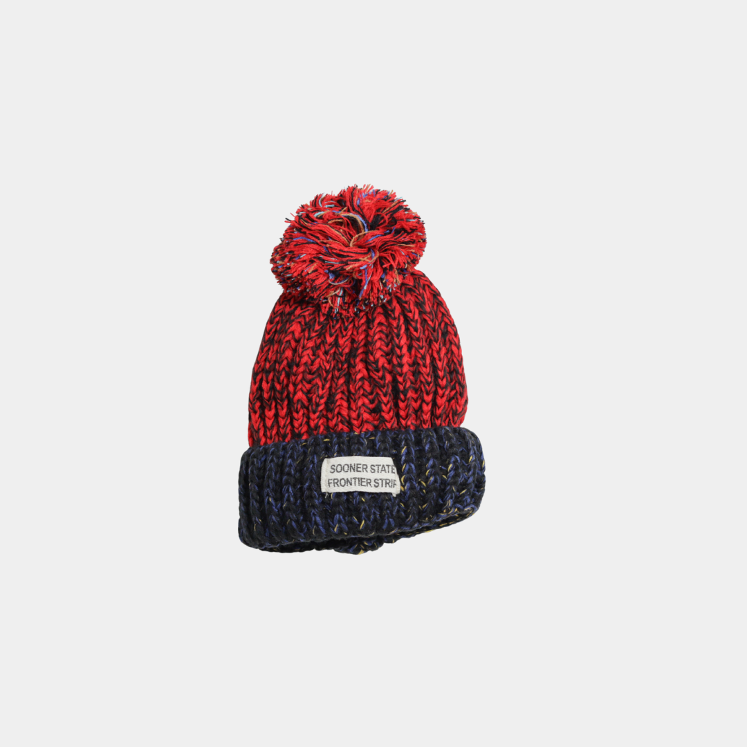 Red & Navy Woolen Knitted Winter Cap