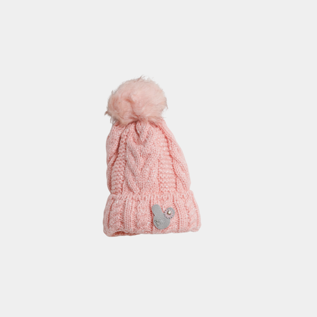 Pink Woolen Cap with Luxe Fur Lining