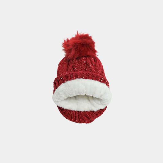 Maroon Woolen Cap with Luxe Fur Lining