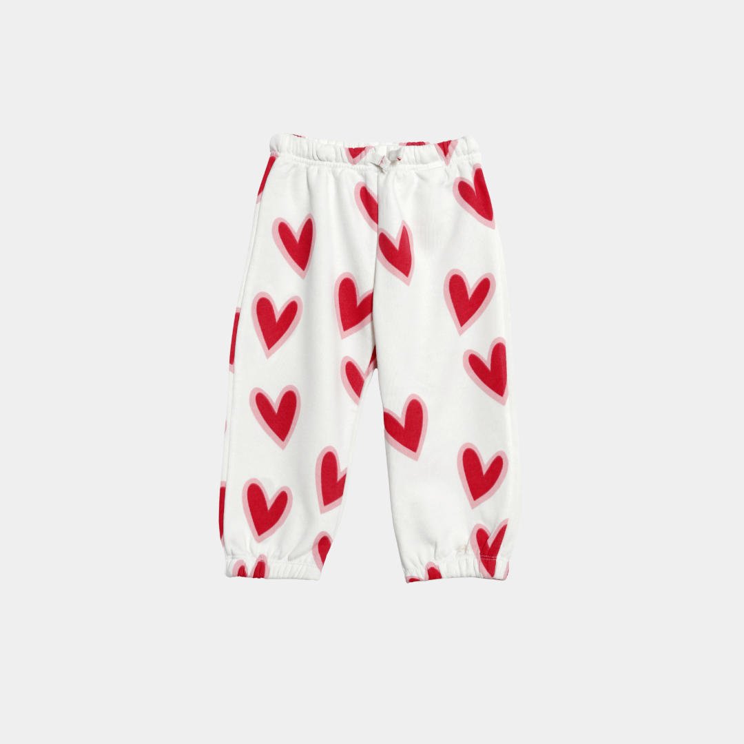 Kids Winter Fleece Heart Print Jogger