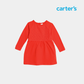 Girls Red Long Sleeve Frock – Soft & Elegant Style