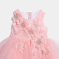 Girls Blush Pink Party Frock – Floral Net Design