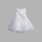 Girls White Floral Party Frock – Net Flare Elegance