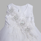 Girls White Floral Party Frock – Net Flare Elegance
