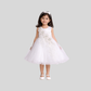 Girls White Floral Party Frock – Net Flare Elegance