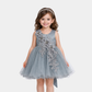 Girls Grey Floral Party Frock – Elegant Net Style
