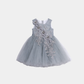 Girls Grey Floral Party Frock – Elegant Net Style