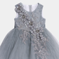 Girls Grey Floral Party Frock – Elegant Net Style