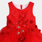Girls Red Party Frock – Floral Embellished Design