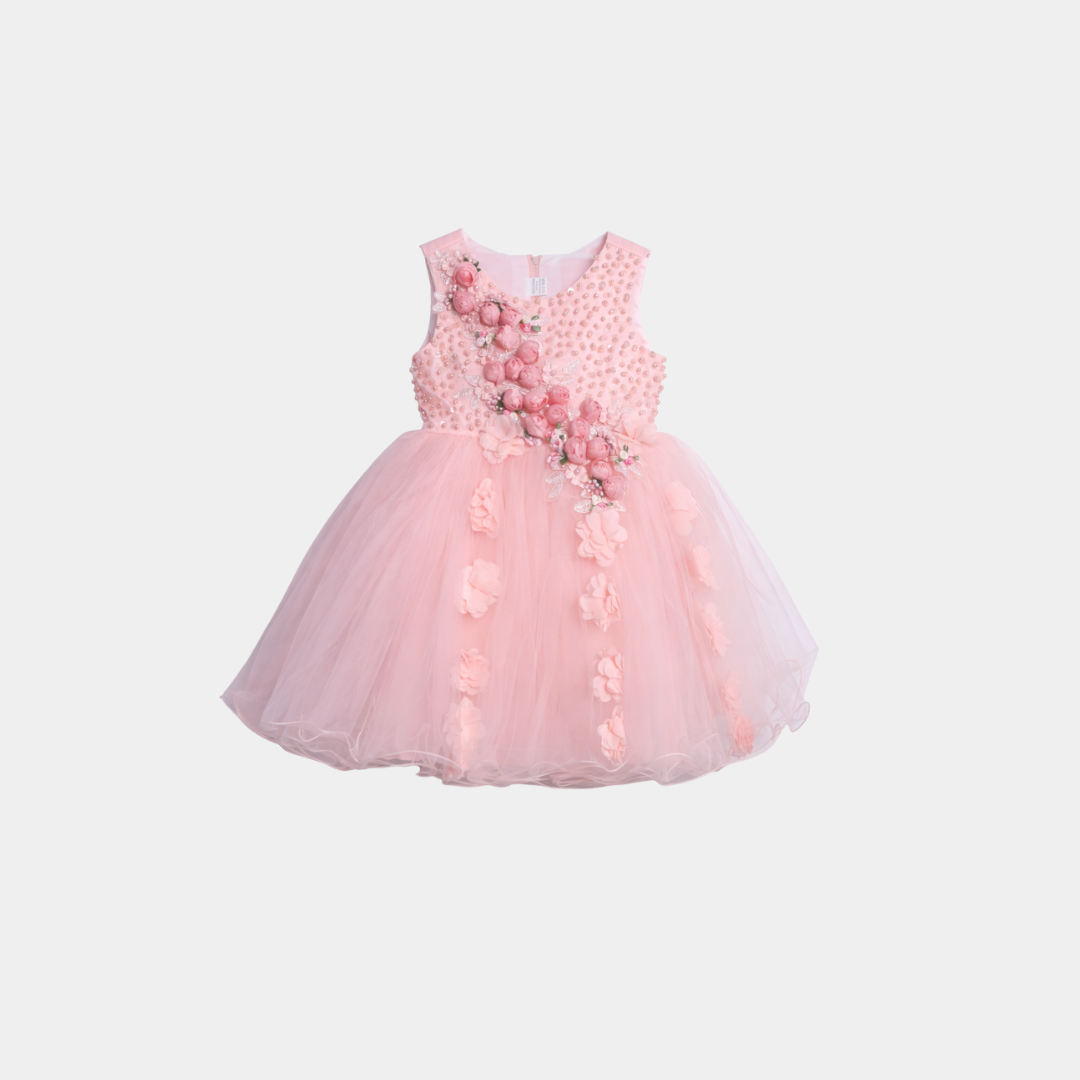 Girls Floral Party Frock – Net Flare Style