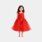 Girls Red Party Frock – Floral Embellished Design