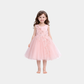 Girls Blush Pink Party Frock – Floral Net Design