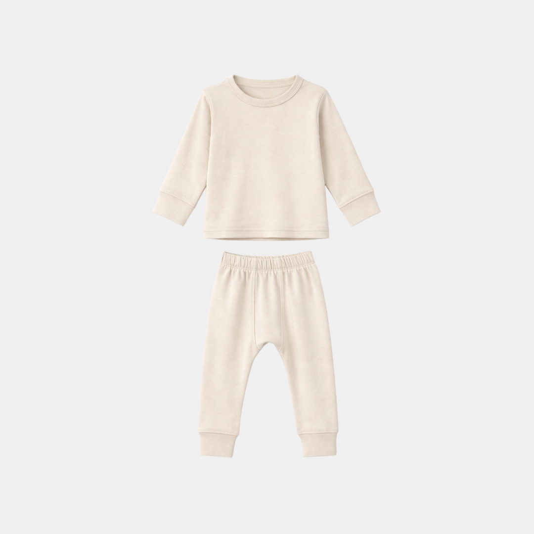 Kids Off-White Thermal Suit – Soft Winter Two-Piece Set